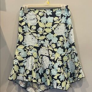 Ann Taylor floral pattern linen skirt size 2 linen nwt